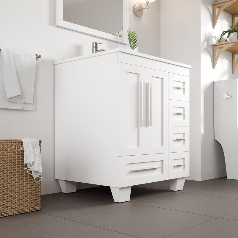 Tuley 28 In. White Single Sink Bath Vanity With Carrara Quartz Top And Undermount Porcelain Sink