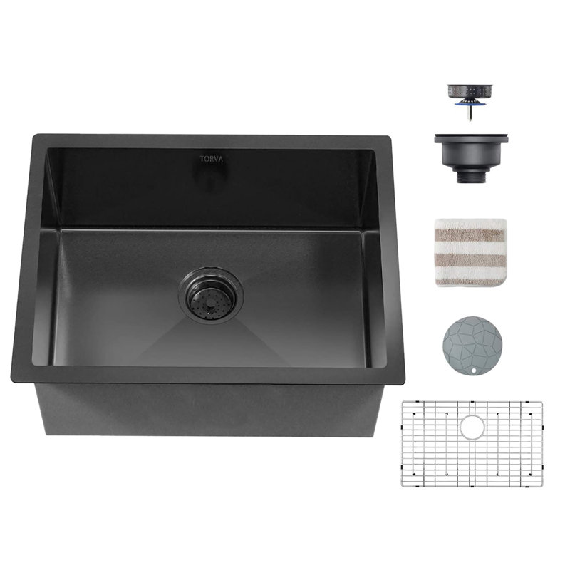 Polyfurniture 10 " L Undermount Single Bowl Stainless Steel Kitchen Sink