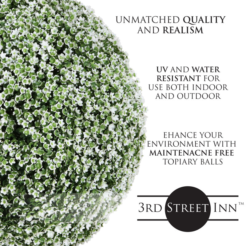 Small Baby's Breath and Boxwood Artificial Topiary Centerpiece