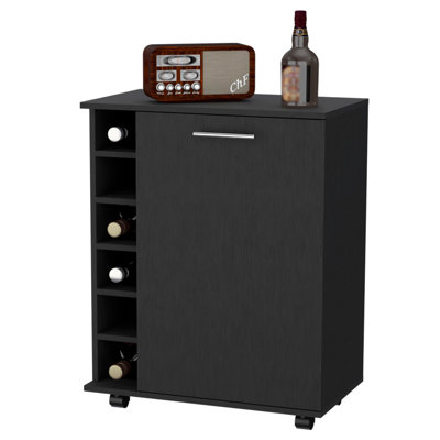Black 6 Storage Bar Cart With Attractive Outer Look Stunning Rack And Spacious Top