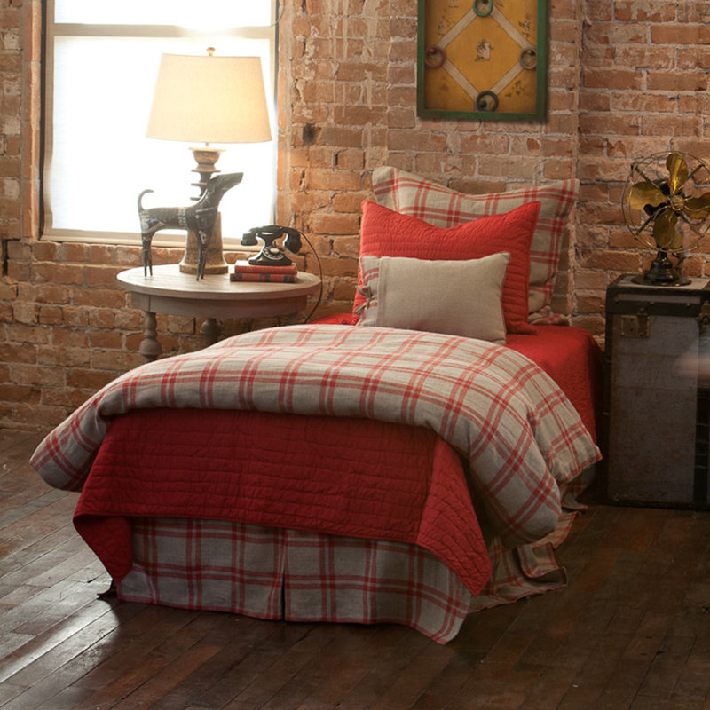 Sham, Standard, Red/Ivory