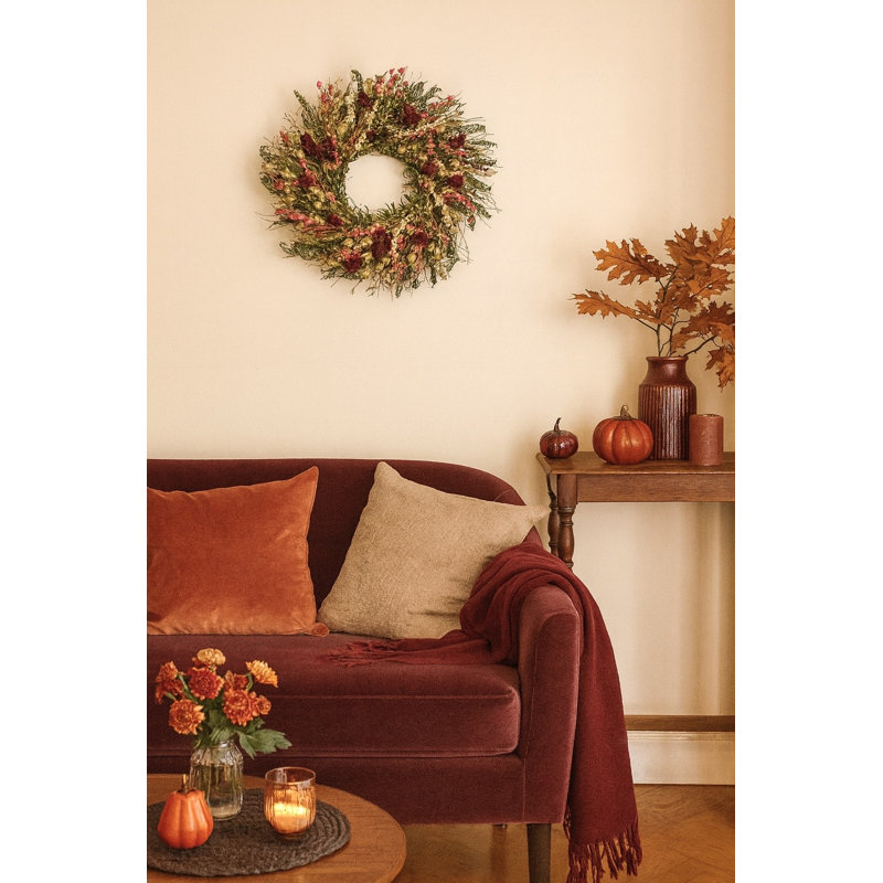 Handcrafted Dried Mixed Assortment Wreath, 22" H x 22" W x 5" D