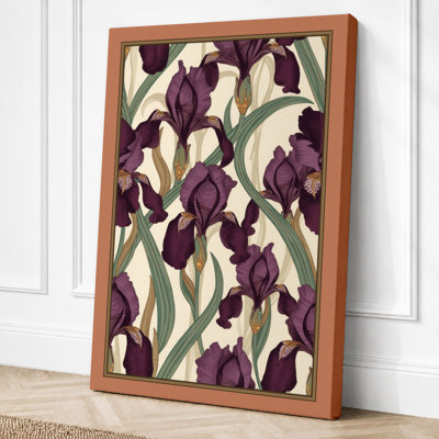 Iris Garden Pattern Botanical - Wrapped Canvas
