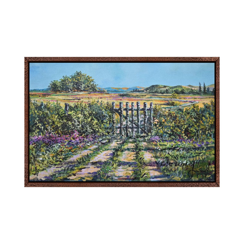 Mary's Field 1 Piece Painting on Canvas, 45.72cm H x 66.04cm W x 3.81cm D, Classic Brown Wood Floater Framed
