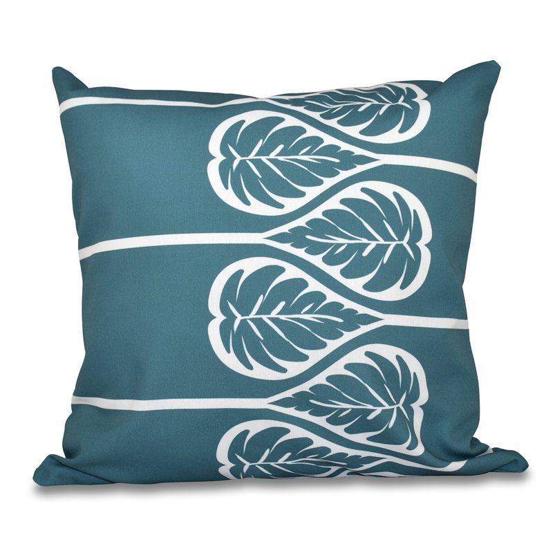 Botanical Blooms Floral Outdoor Reversible Throw Pillow, 18"x18", Teal