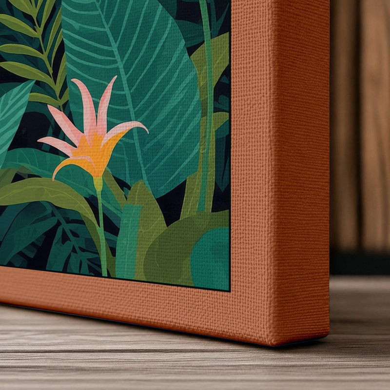 Jungle Garden Tropical - Wrapped Canvas, 36x24 - 91.4 x 61.0 cm, Terracotta Border