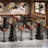 37.4" Tall Round Dining Table, Small Bar Table With Footrest (set Of 2)-117871645