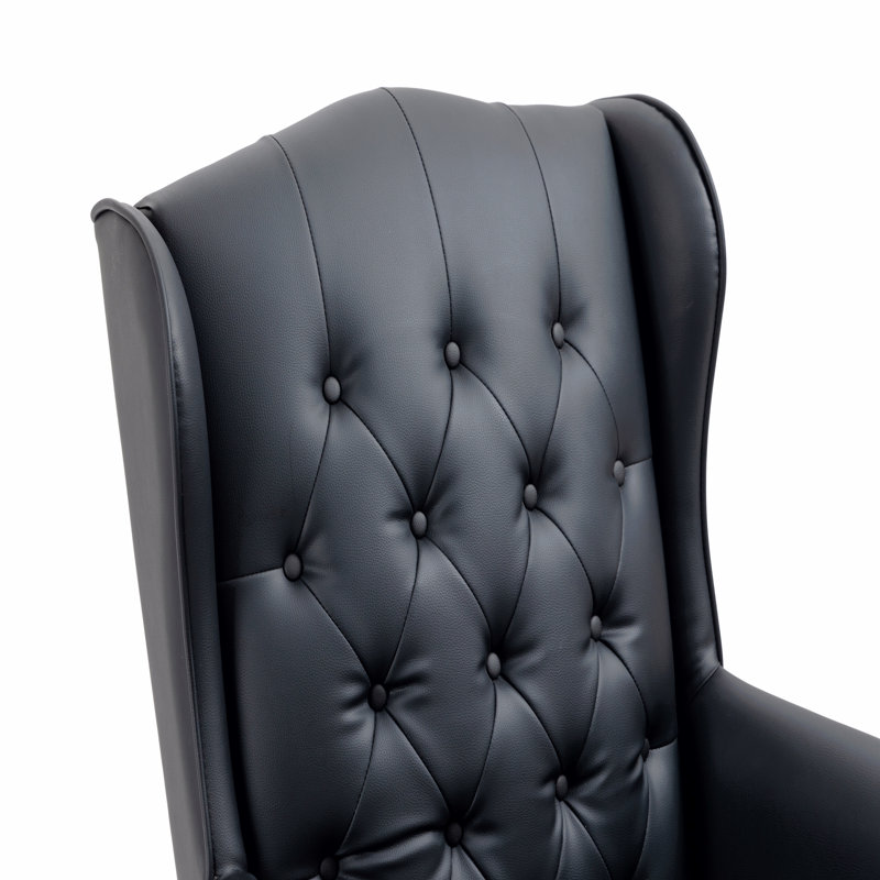 Executive Office Chair Comfortable Desk Chair - Ergonomic Design - Thick Padded Seat And Backrest - Pu Leather Desk Chair With Smooth Glide Caster Wheels, 1 Pack Black