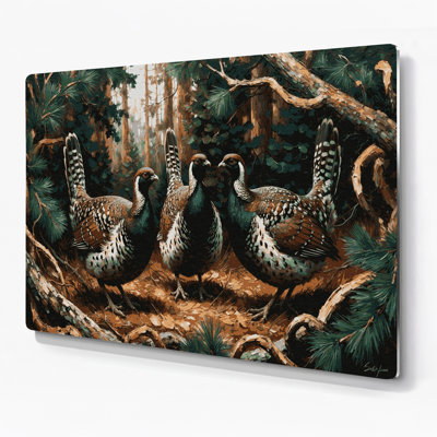 Oiseau, épinette, gélinotte noire, art mural en métal