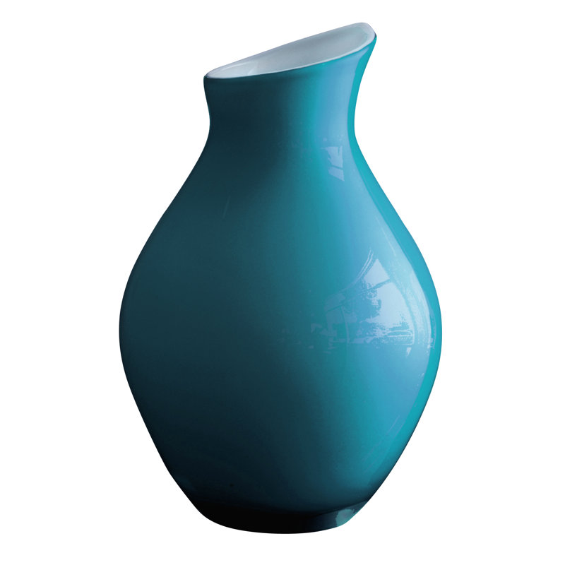 Vase de table en verre à haute qualité gift Macrae, Turquoise, H 13 po x l 7,75 po x P 7,75 po