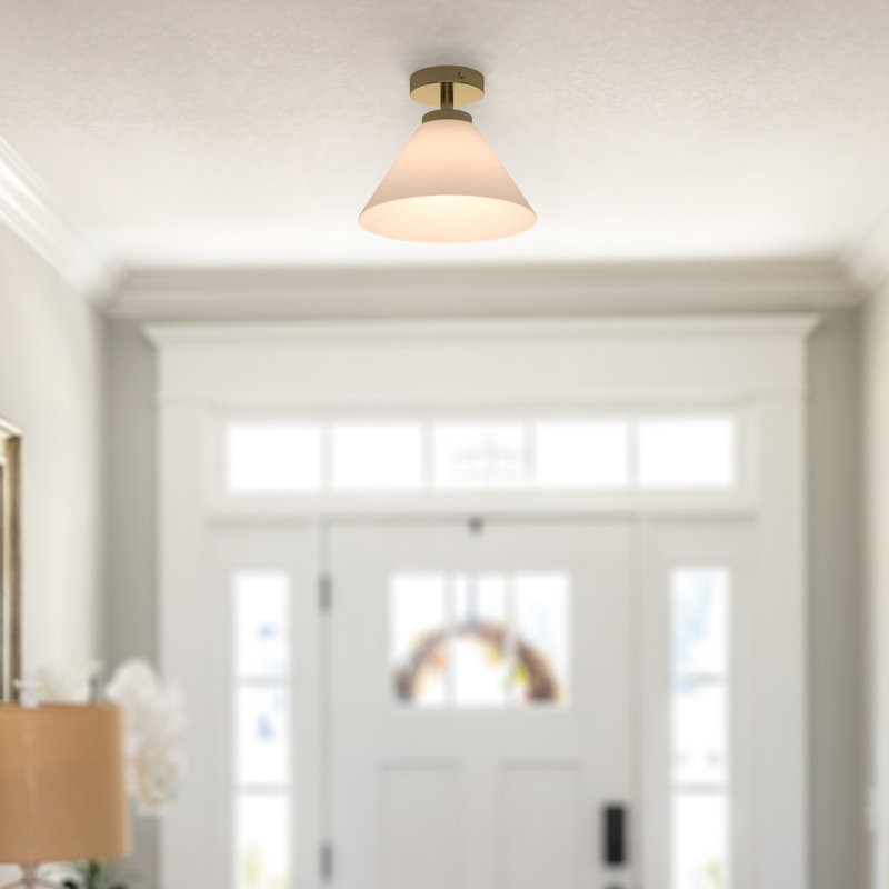 Wynridge Plug & Play 1-Light Semi Flush Mount in Transitional and Modern Style-9.57 Inches Tall and 12 Inches Wide
