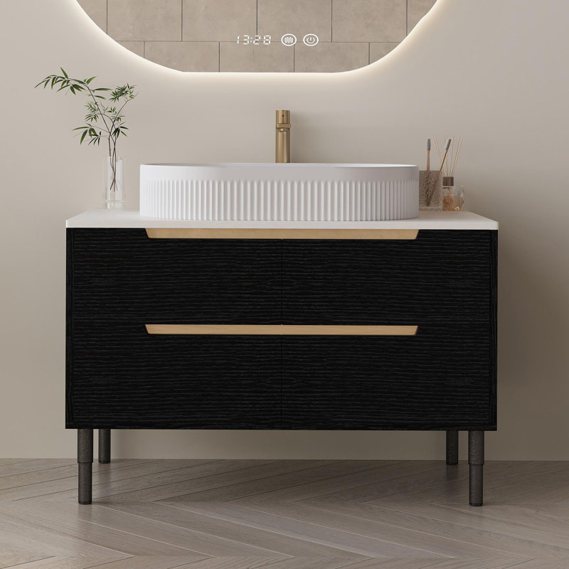 Meuble-lavabo deux-en-un en céramique, Noir