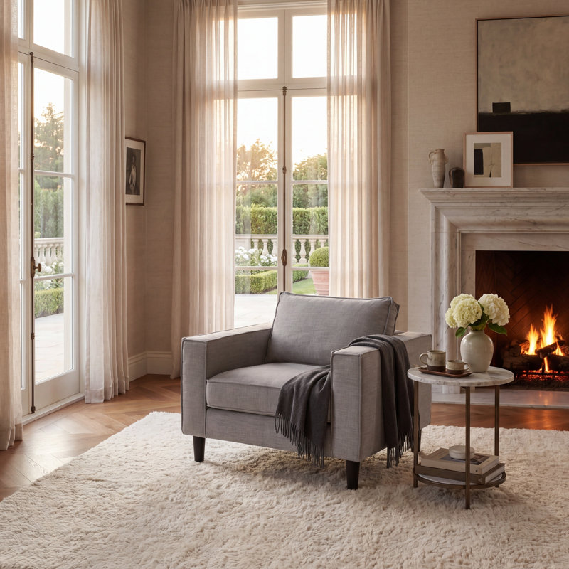 Fauteuil Bugarin, Polyester gris clair