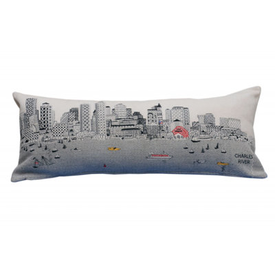 35" Boston Nighttime Skyline Lumbar Decorative Pillow