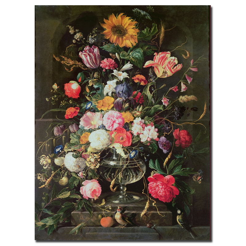 Still Life Floral Canvas Art in Black Frame