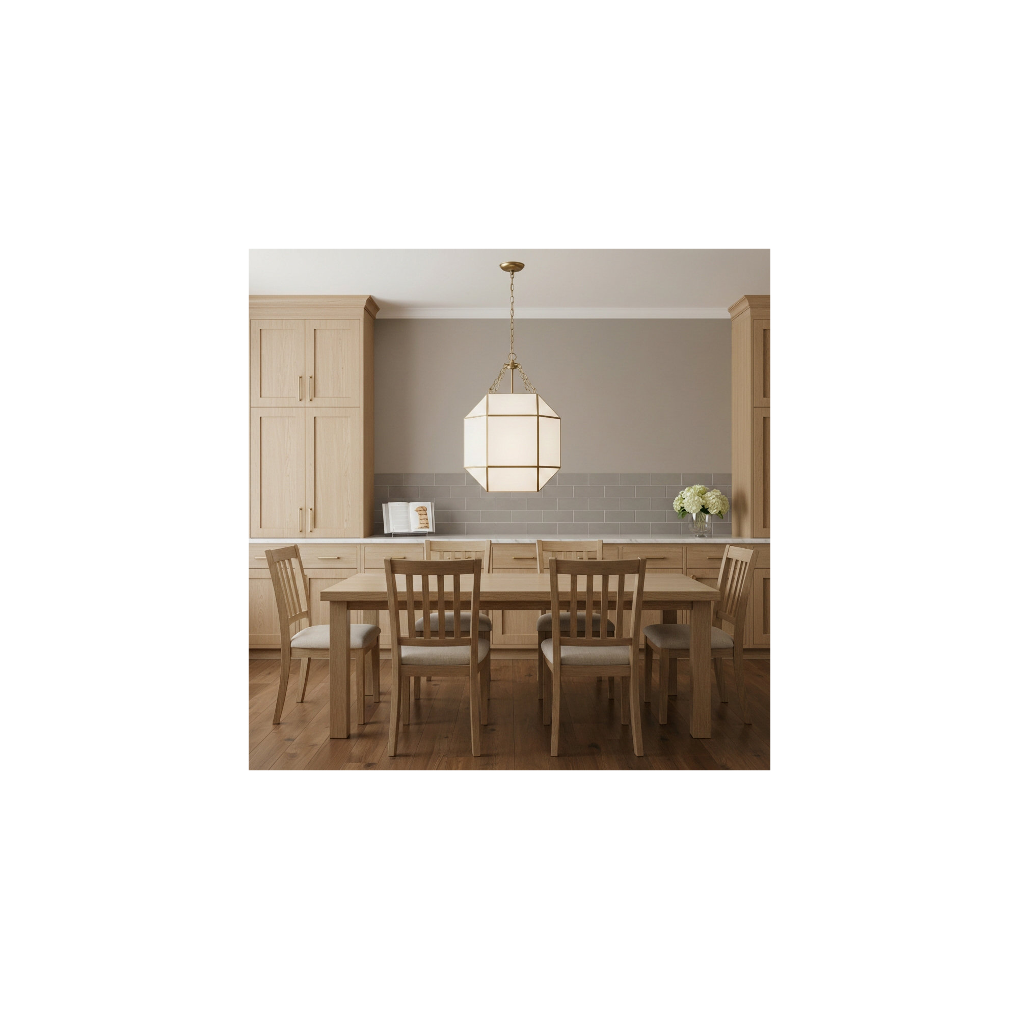 Reid 3 Light Glass Dimmable Pendant, White, Satin Brass, 27.25" H x 18.5" W x 18.5" D