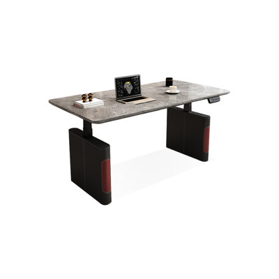 Gray Rectangular Sintered Stone Standing desk