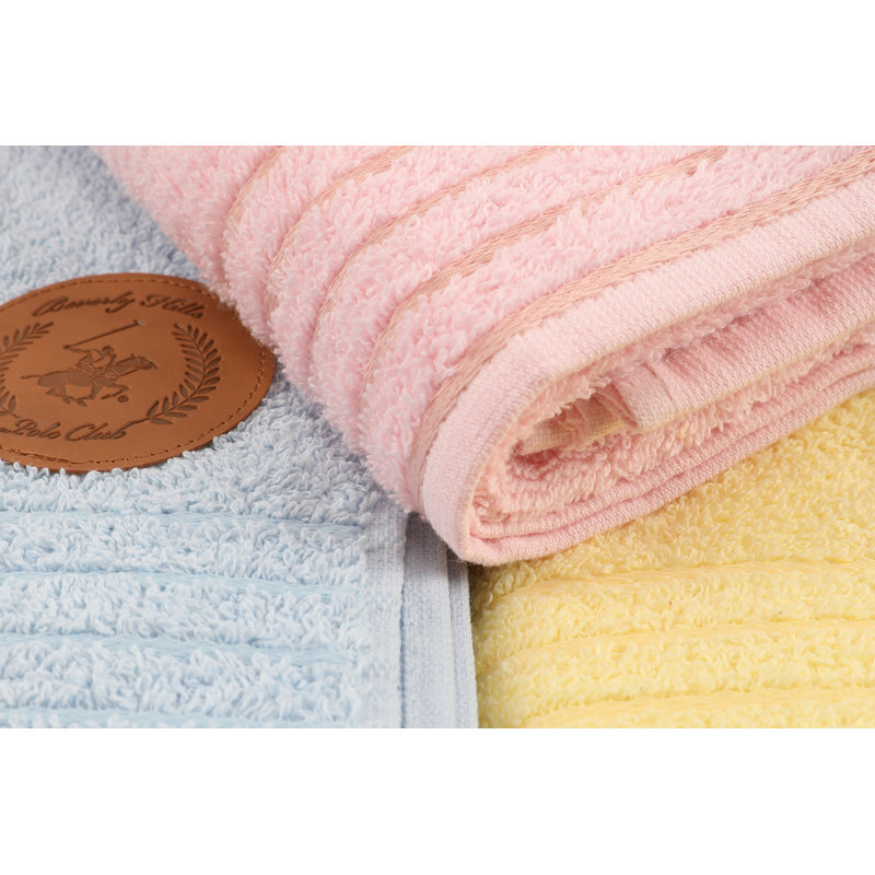 Luxury Hand Towel Set, Light Yellow & Blue/Pink, 19.7 x 35.4 inches | 100% Cotton, 15.9 oz/sq yd, Machine Washable at 104°F | Ultra-Soft, Absorbent, Perfect for Bathroom & Spa Use