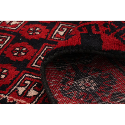 One-of-a-Kind 4'5" X 9' 1990s Runner Wool Area Rug in Dark Red