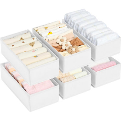 Drawer Organizer For Clothes - Underwear, Socks, Bras, Ties, And Belts Storage Box With Open Design, Side Insert Cardboard, Set Of 6 For Dresser And Wardrobe Organization