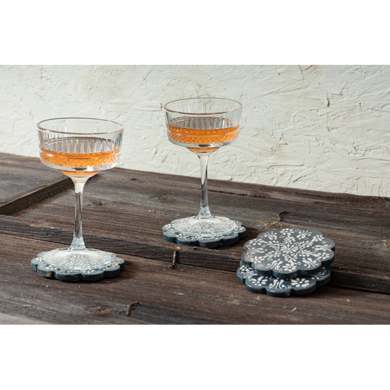 Hand Painted Ceramic Ceramic Coaster, Gray