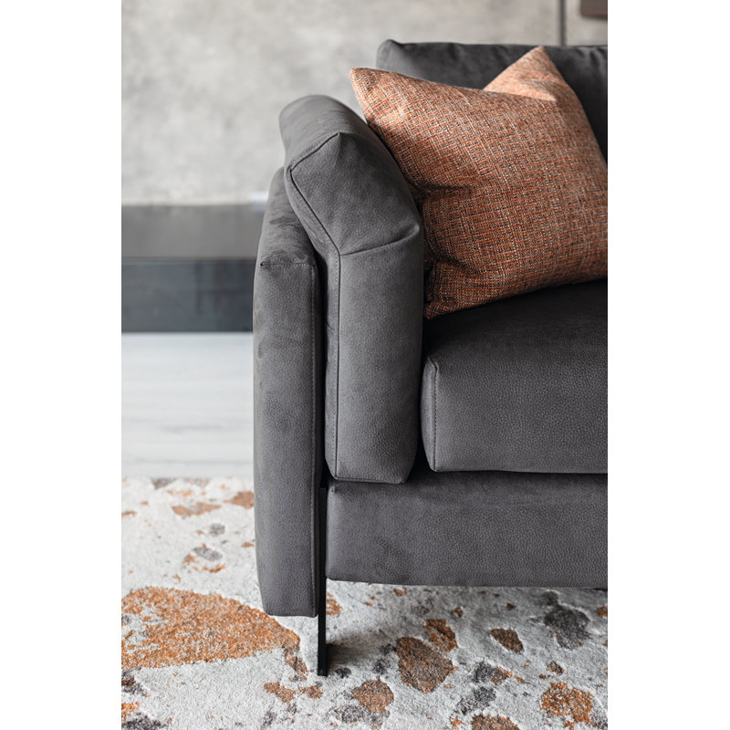 Meridien Chaise Sectional, Gray Polyester Blend