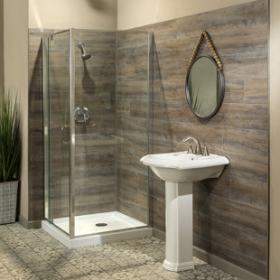 Palisade 23.2in x 11.1in Vinyl Wall Tile Shower Kit in Wintry Mix 