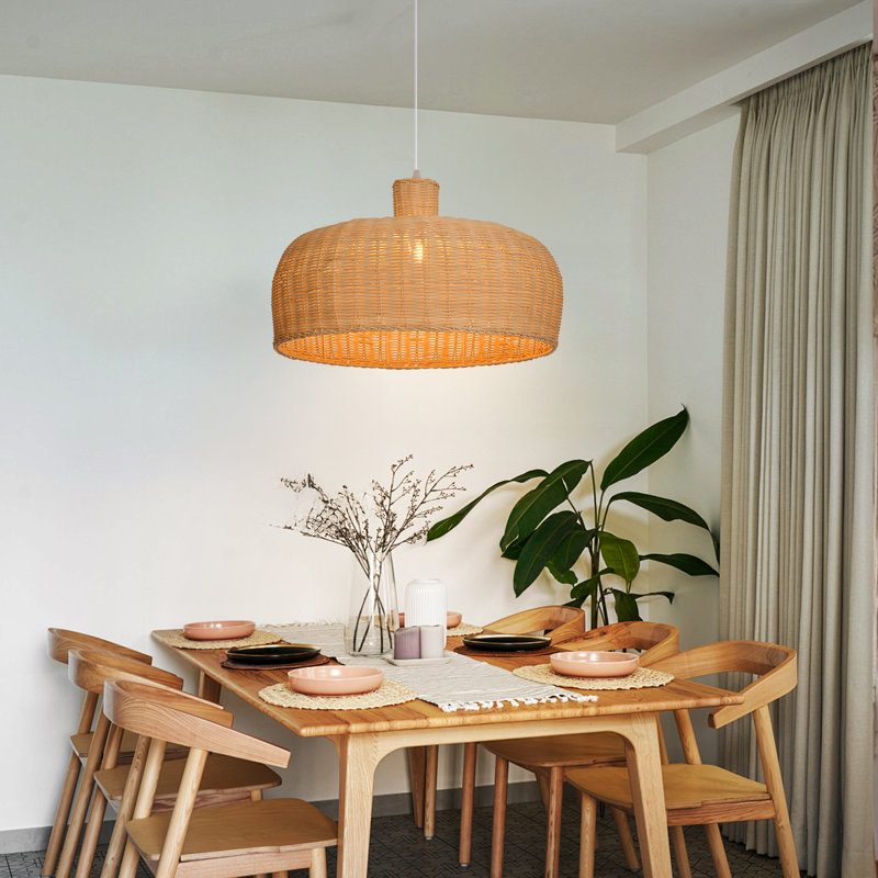 Luminaire suspendu en rotin pour îlot de cuisine Boho, H 11,81 po x l 19,69 po x P 19,69 po