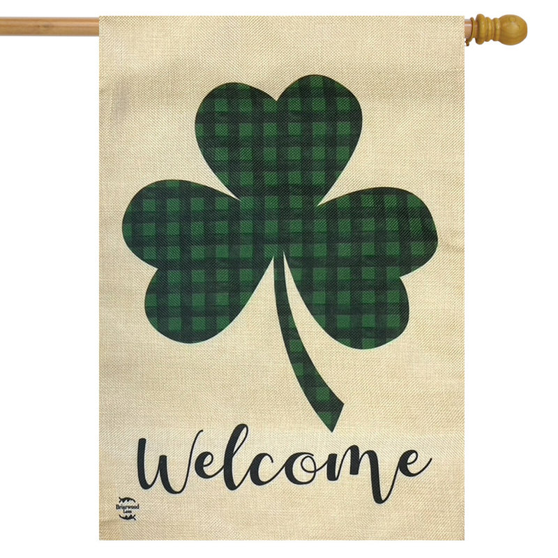 Drapeau «Welcome Shamrock St. Patrick's Day», Vert / Taupe