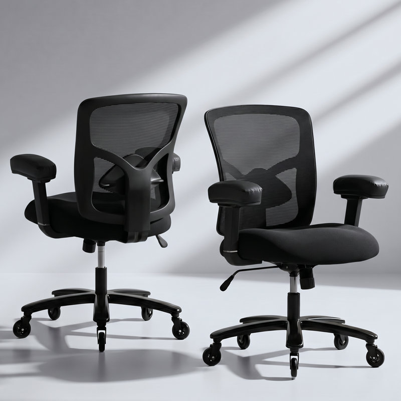 Heavy-Duty Ergonomic Mesh Office Chair with Adjustable Lumbar Support & Armrests, Black