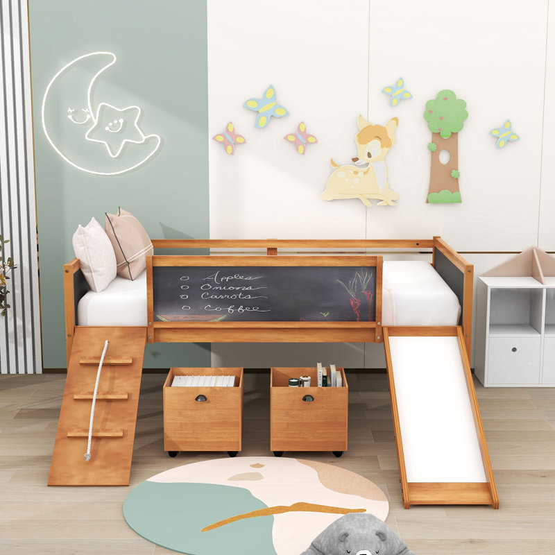 Bludov Kids Twin Loft Bed, Natural