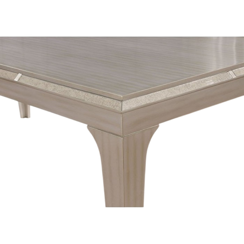 Ensemble de table de salle à manger 7 pièces Jamie, 6 chaises capitonnées en tissu, gris argenté