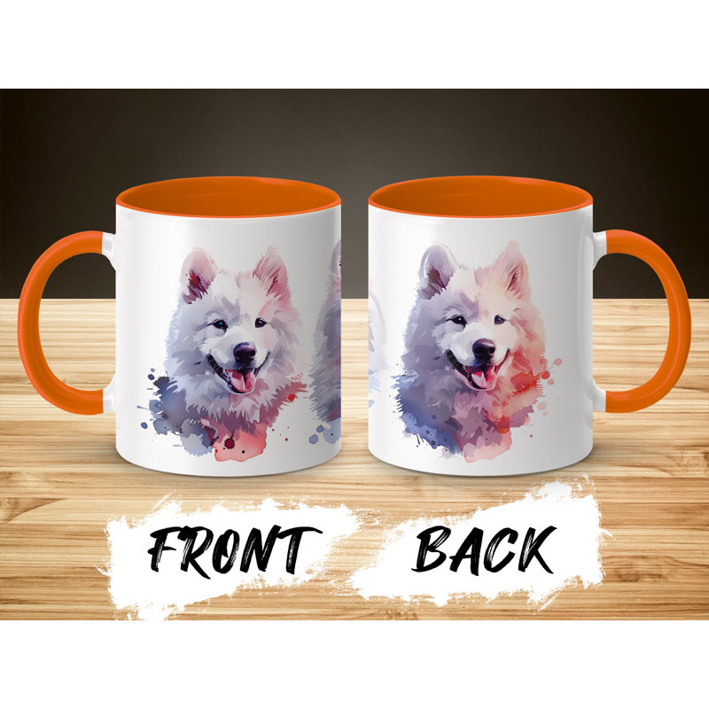 Samoyed Dogs Watercolor Design 11oz Coffee Mug, 3