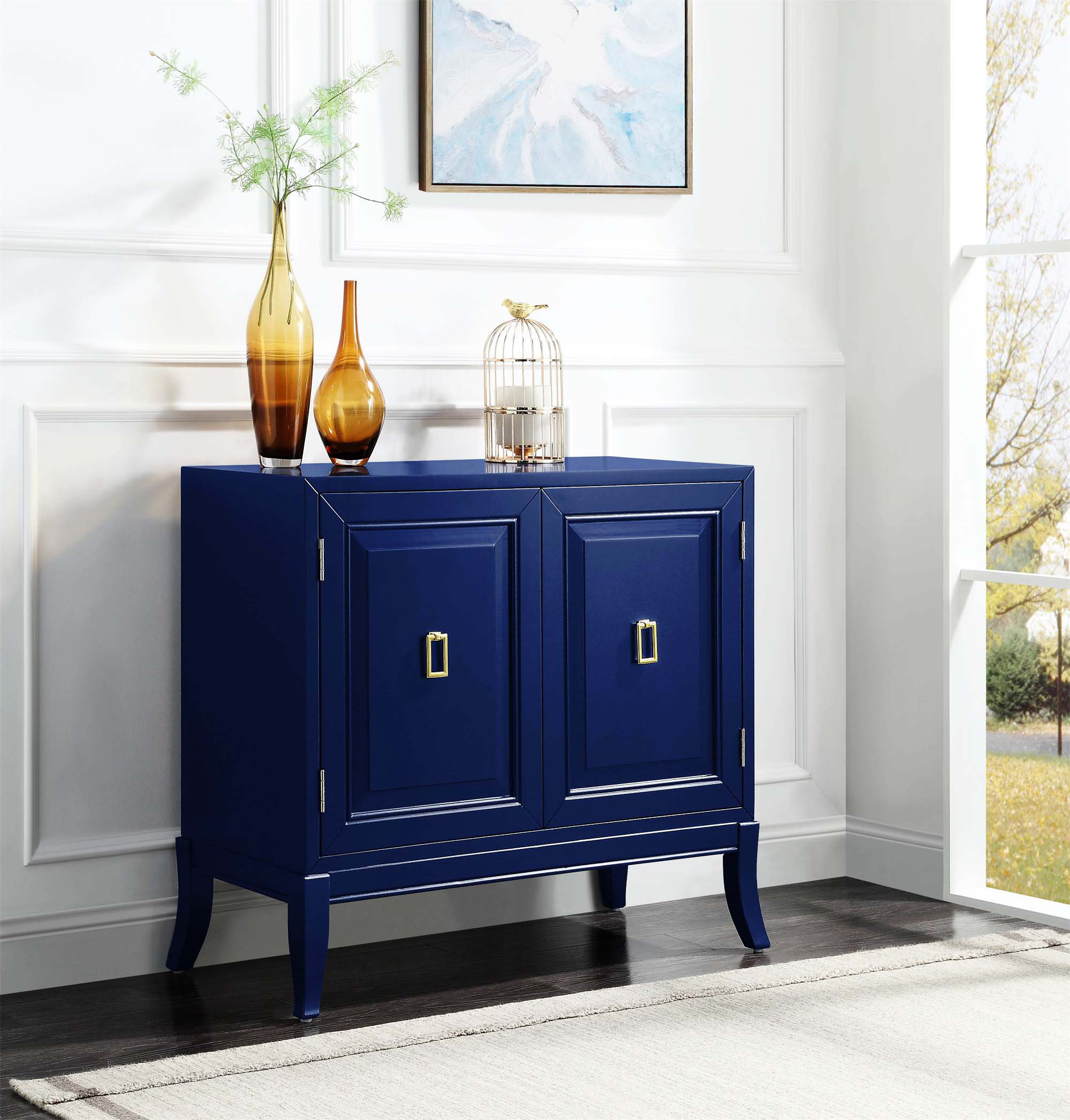 Breakwater Bay Clem Blue Finish Console Cabinet | Wayfair