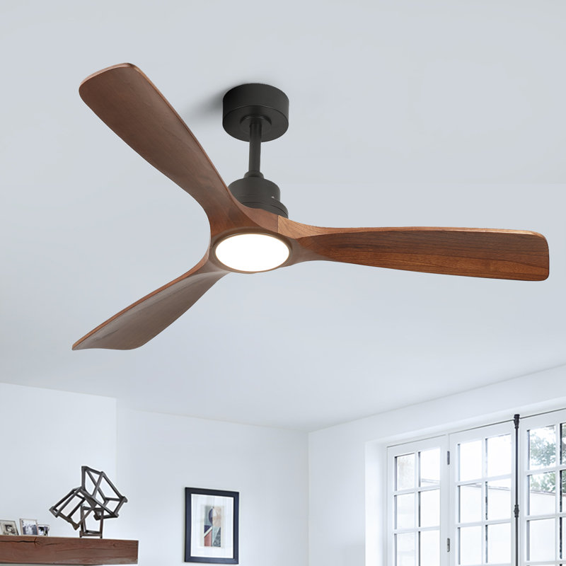 Karlena 52'' Ceiling Fan with LED Lights and Remote Control, Black