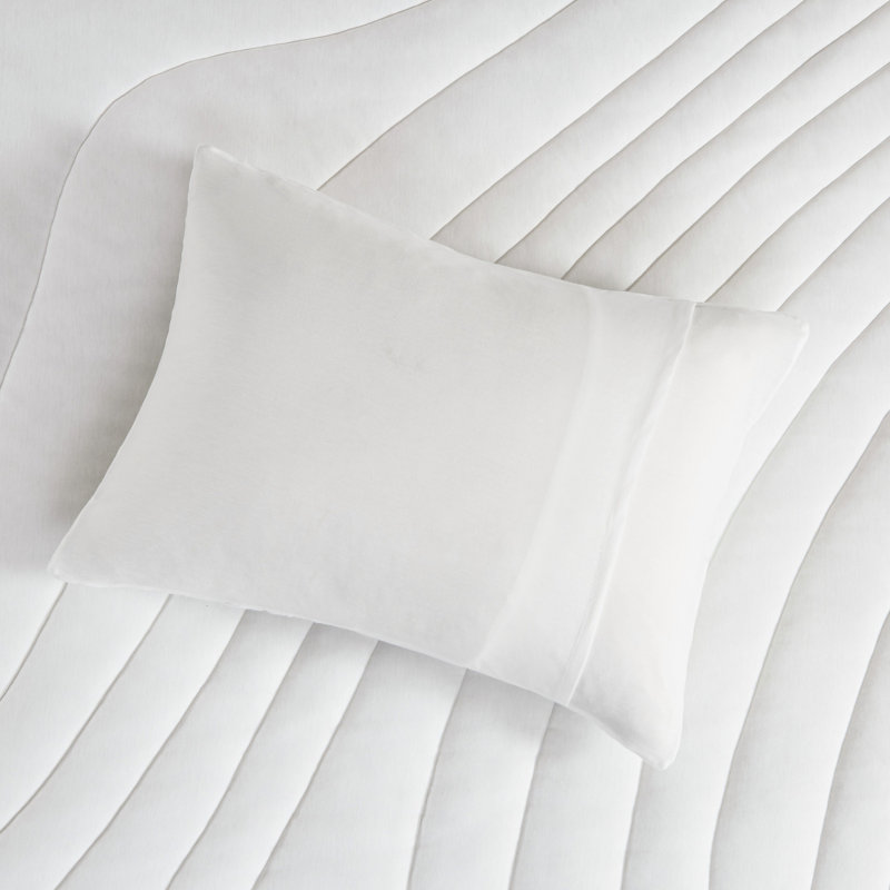 Édredon 3 pièces double / grand - blanc, rembourrage doux, lavable à la machine et aspect avec 2 taies décoratives, rembourrage confortable de 350 g / m²