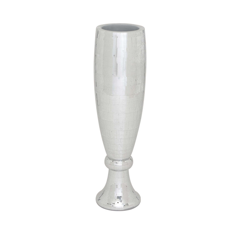 Tall Silver Mosaic Mirror Inlay Decorative Floor Vase
