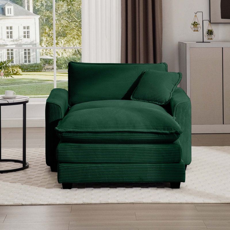 Fauteuil d'appoint simple en velours côtelé, Vert