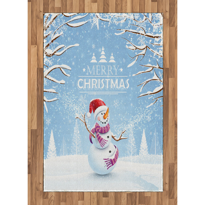 Snowman Christmas High Density Long Fiber Poly Threads Decorative Area Rug Carpet, Rectangle 4' x 5'8"