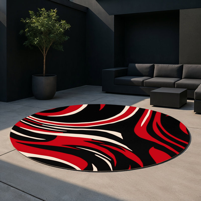 Solar Cinder Indoor And Outdoor Area Rug, Round 5'