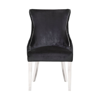 Chaise d'appoint en velours capitonné Hezekyah