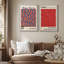 "Classical Artwork Net In Blue, Red Dots Accumulation" par Yayoi Kusama, reproduction d'art sur toile encadrée japonaise 2 pièces-91069485-91069487