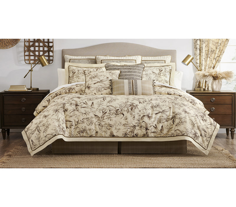 Bird Paradise Floral Comforter Set, King Comforter + 2 King Shams