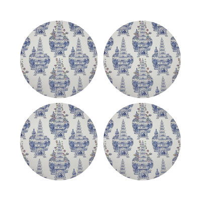 Royal Delft Masterpieces Tulips White Vegan Leather Round Pebble Placemat