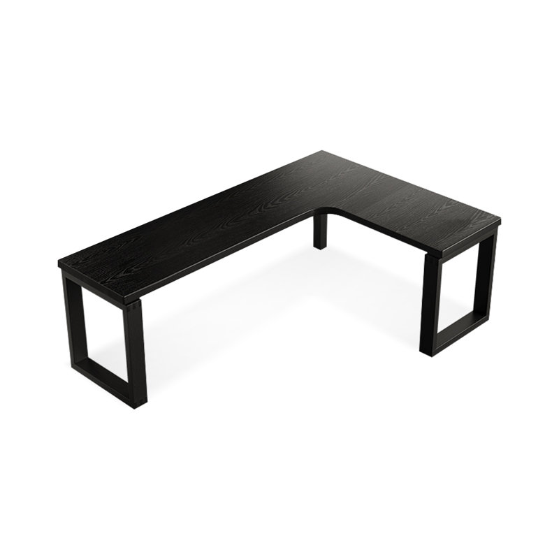 + Black L-Shaped Solid Wood desk, 29.53" H x 78.74" W x 55.12" D, Right Hand Return
