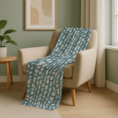Addison Machine Washable Sherpa ASB754 Squares Throw Blanket