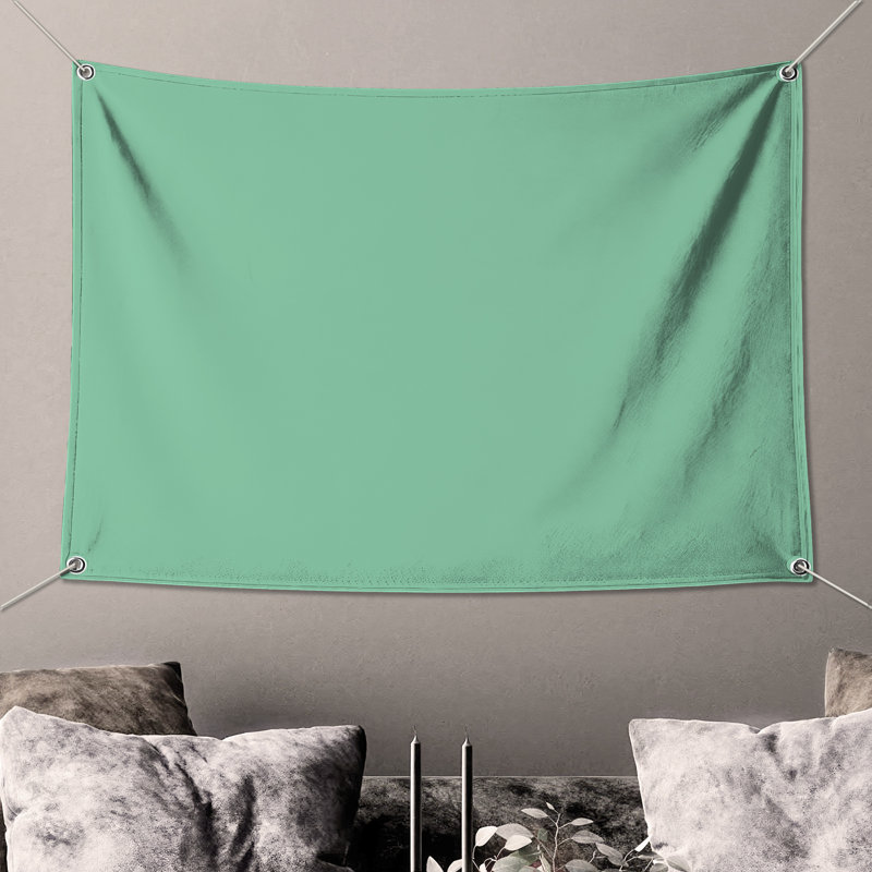 Tapisserie murale solide vert menthe - décoration murale solide, H 50 po x l 60 po avec 4 œillets