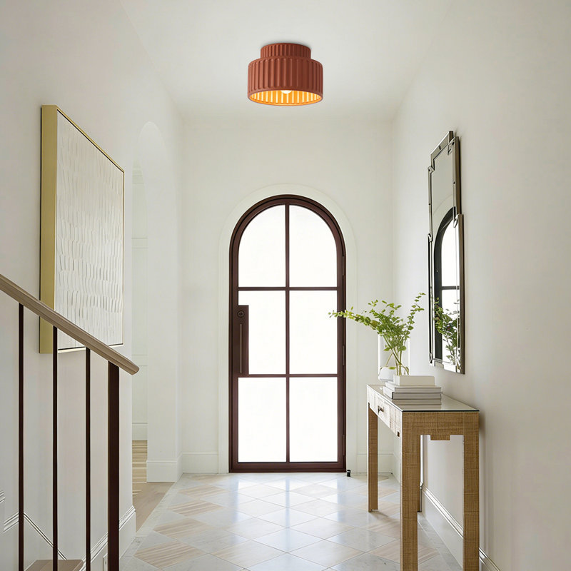Nordic Resin Semi Flush Mount Ceiling, Red