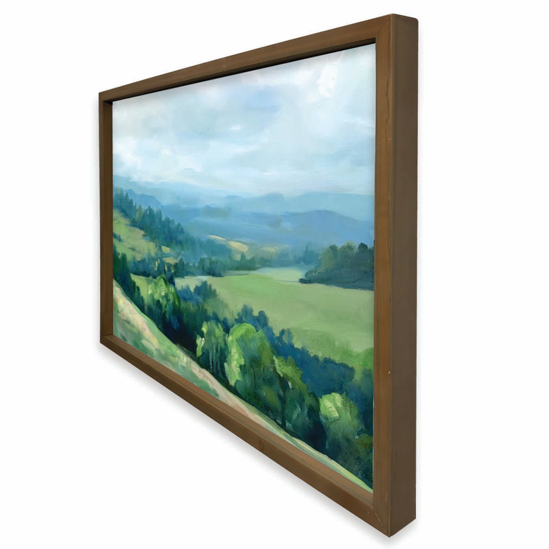 Émeraude et bijou aux tons de paysage 24 x 18, reproduction encadrée brune