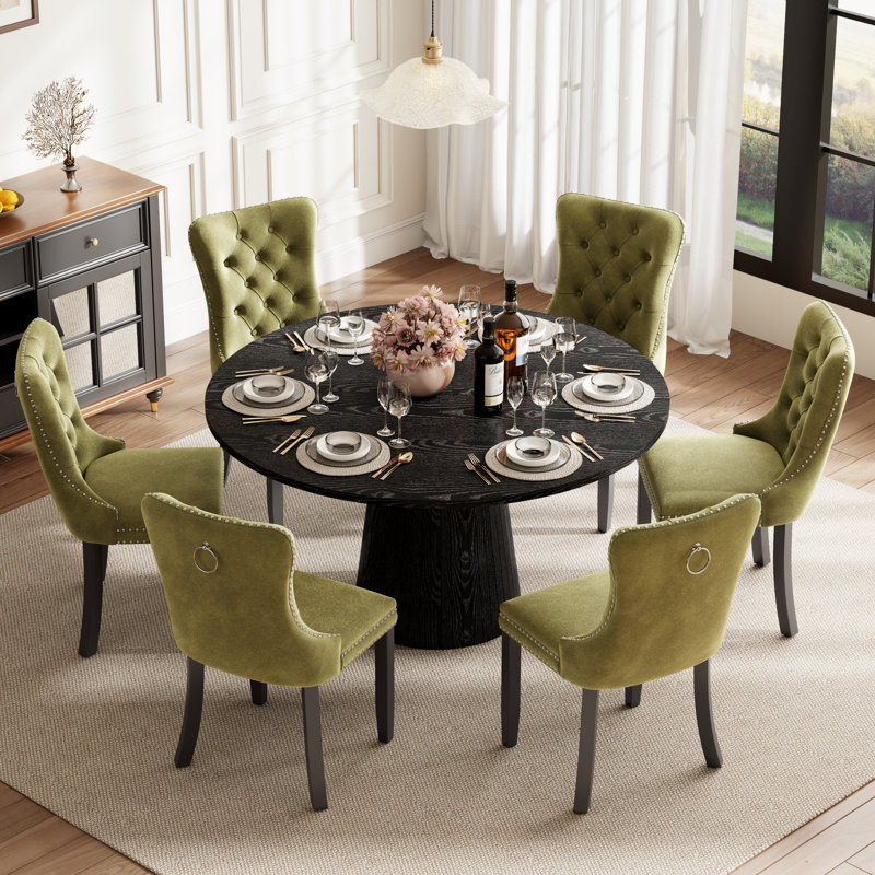 Ensemble de table de salle à manger ronde avec 4 chaises capitonnées rembourrées, ensemble de table de salle à manger de style Mid-Century pour coin-repas de cuisine